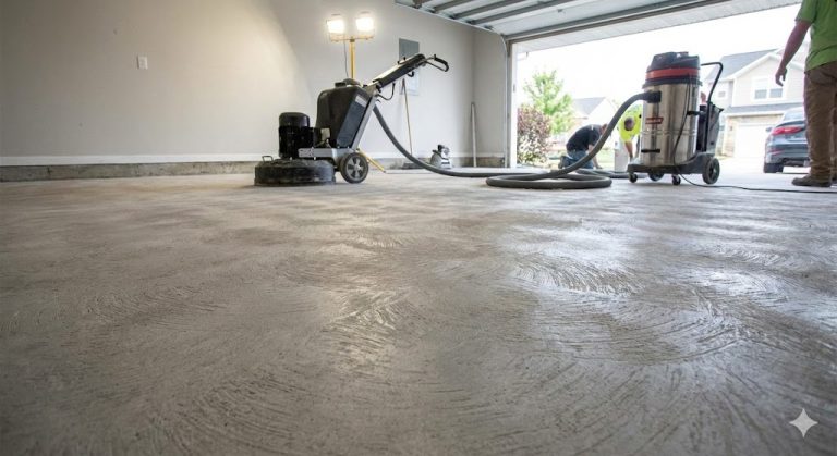 Epoxy Flooring 5 Concrete surface preparation example prior to epoxy flooring installation