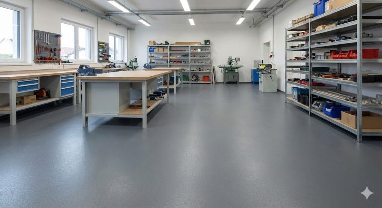 Epoxy Flooring 6 Epoxy flooring system example in light commercial workspace